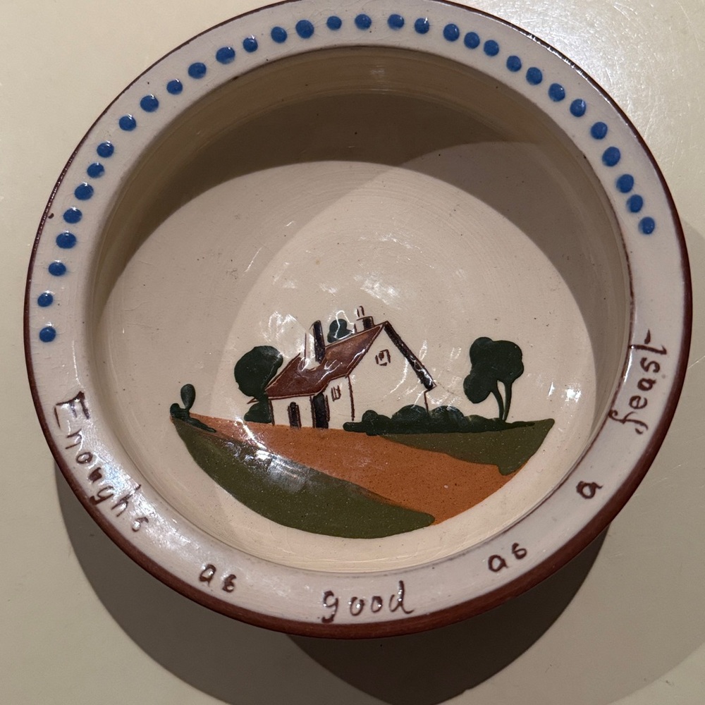 Vintage Royal Watcombe Torquay Pottery Bowl Motto Ware  Cottage Ware England
